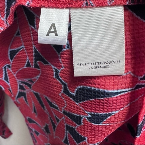 ANN TAYLOR RED & BLACK FLORAL LONG SLEEVED  FLOUNCY SLEEVE DRESS SZ M - Picture 7 of 7